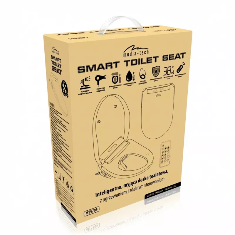 MEDIA-TECH Inodoro Inteligente MT5705 Bidé Electrónico con Asiento Calefactado, Lavado con Agua Caliente, Secador, Neutralizador de Olores, Luz Nocturna, Mando a Distancia