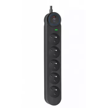 ART F2110 regleta de enchufes 5 tomas 16A 3m negro