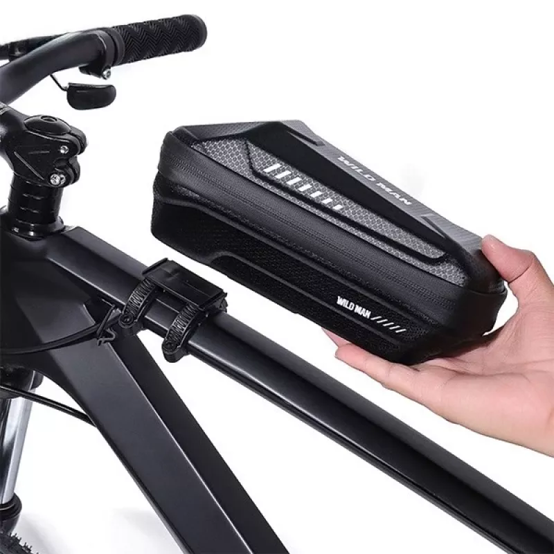 WILDMAN XS5 bolsa de cuadro negra – bolsa para tubo superior de bicicleta para smartphone
