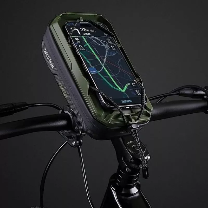 WILDMAN bolsa de cuadro para bicicleta GX330 con soporte para móvil, verde