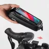WILDMAN X3 bolsa de manillar para bicicleta con soporte para móvil, negra, carcasa rígida, resistente al agua, hasta 6,7