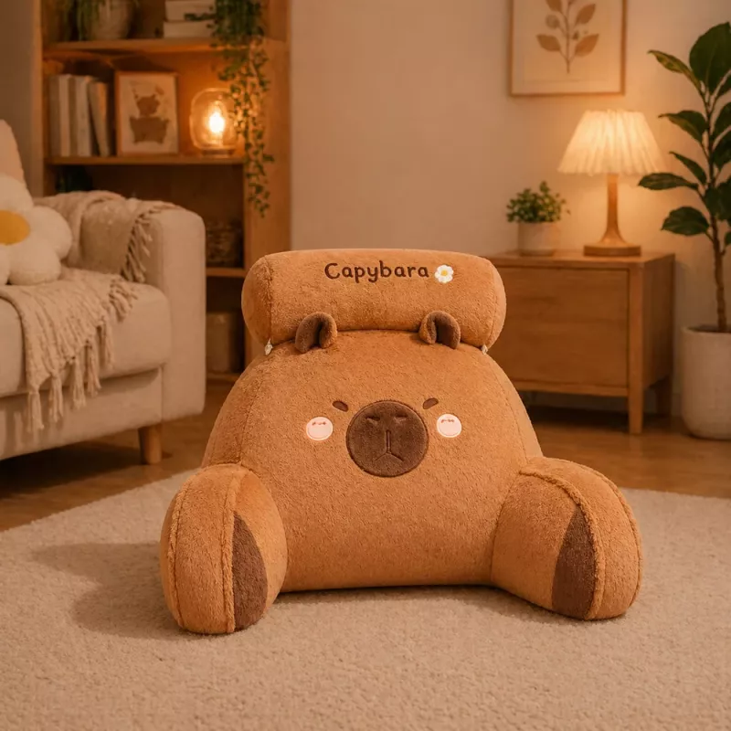 Respaldo para sillón LEAN TOYS cojín de asiento para sillón cama capibara marrón 60 x 40 cm