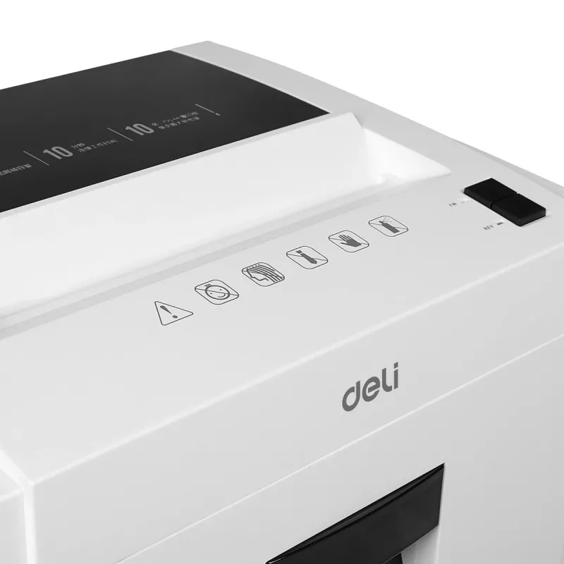 Deli E9952 trituradora de papel de corte en partículas, 10 hojas, 21L, negra