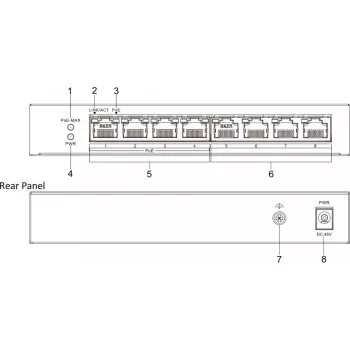 Hikvision DS-3E0508P-O switch no gestionado 8 puertos 4 PoE