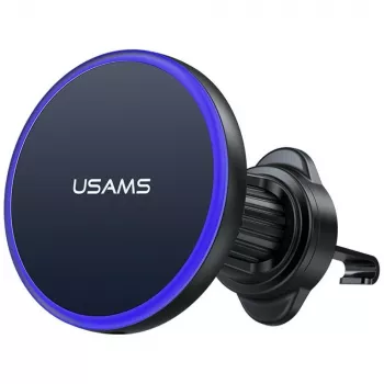 USAMS Soporte magnético para salida de aire para smartphones, rotación 360°, Negro