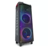 Altavoz portátil para fiestas AIWA Power Audio KBTUS-710MKII 700W con Bluetooth, USB, SD, AUX, radio FM, luces LED, asa con ruedas, ruedas, mando a distancia, micrófono