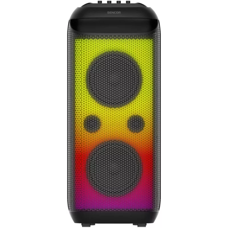 SENCOR Partycon BOOST Power 250W Altavoz Bluetooth portátil para fiestas con TWS, IPX4, LED, radio FM, karaoke, micrófono