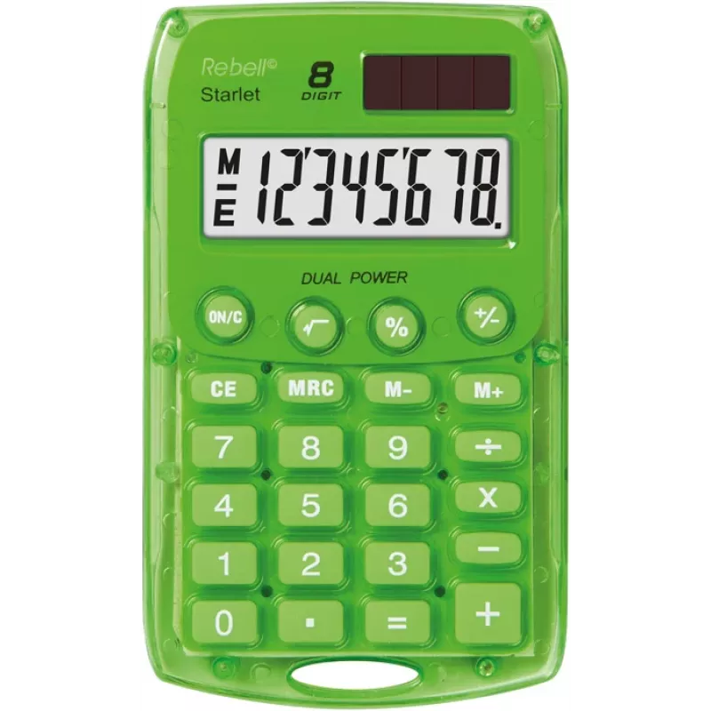 Rebell Starlet G calculadora de bolsillo, 8 dígitos, verde
