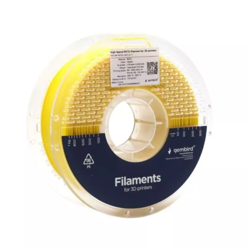 GEMBIRD filamento PETG High Speed, 1,75 mm, 1 kg, amarillo