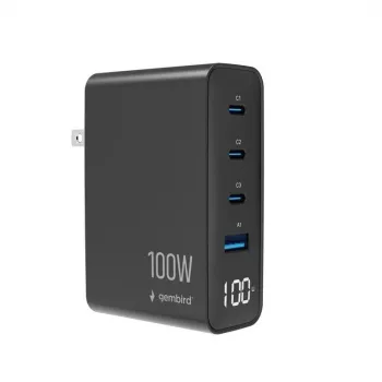 GEMBIRD cargador rápido GaN 4x USB 100W negro