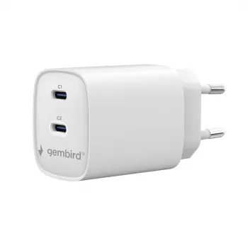 Gembird TA-UC-2C-PD45-01-W cargador de pared USB-C de doble puerto 45W blanco