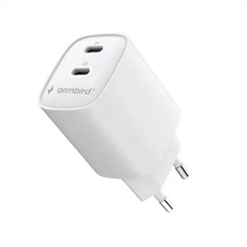 Gembird TA-UC-2C-PD45-01-W cargador de pared USB-C de doble puerto 45W blanco
