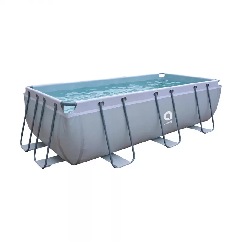 AVENLI Frame Pool 400x200x99 cm Piscina rectangular desmontable con bomba de filtro, escalera, cubierta y lona de fondo