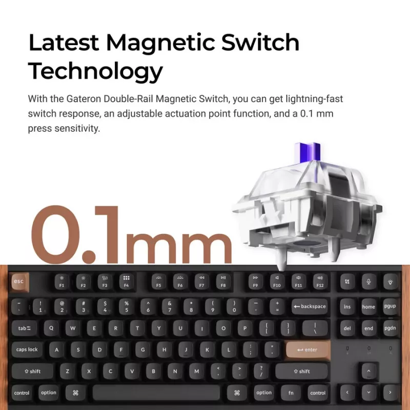 Keychron K8H-F1 75% Teclado gaming magnético de madera Negro