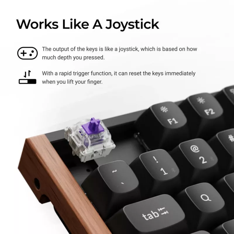 Keychron K8H-F1 75% Teclado gaming magnético de madera Negro