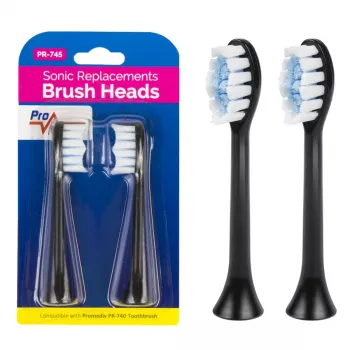 Set de recambios de cepillos PR-745 B Promedix – 2 cabezales de cepillo suaves para cepillo de dientes sónico