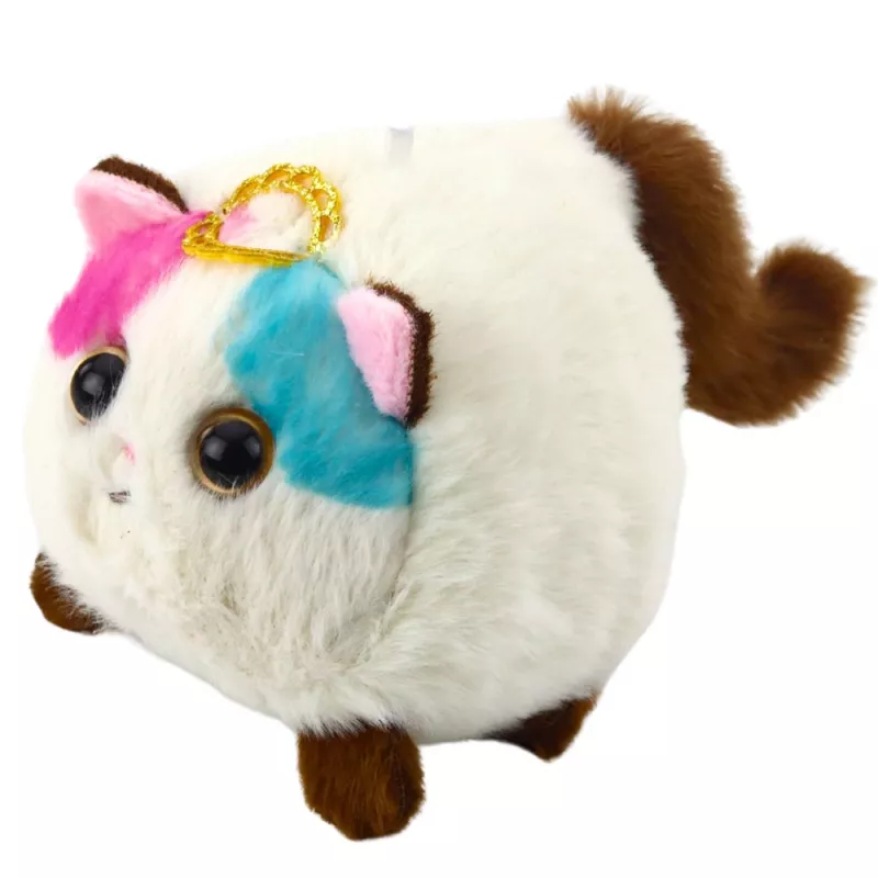 LEAN TOYS Gatito de peluche mascota con cola móvil marrón y blanco
