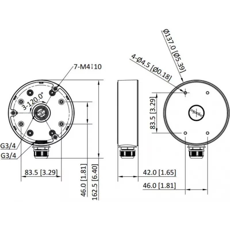 Adaptador Hikvision DS-1280ZJ-PT6-Y, negro