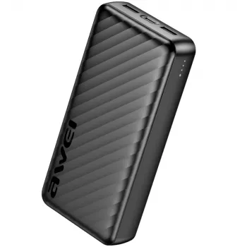 AWEI P6K Pro batería externa 20000mAh 2xUSB-A/USB-C negra