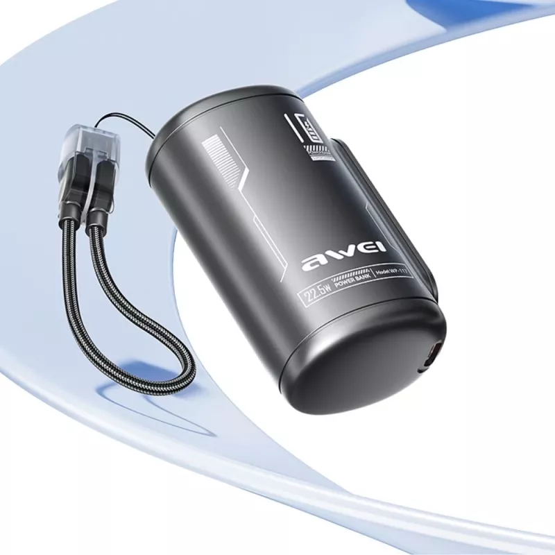 AWEI WP-117 batería externa 10000mAh 22.5W 3C2xUSB-C negra