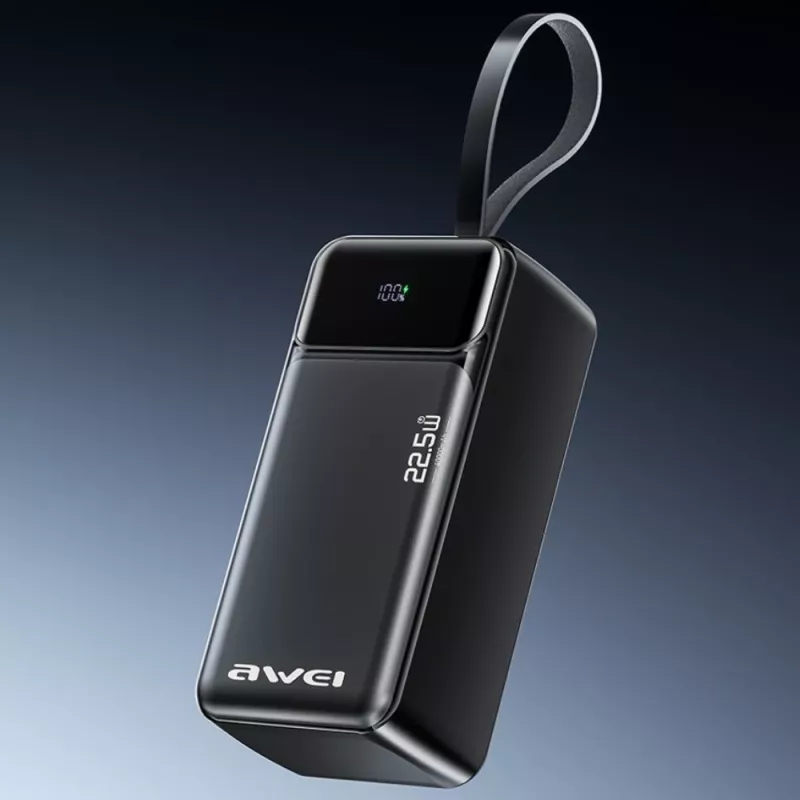 AWEI PA-105 batería externa 40000mAh 22.5W PD QC 3.0 USB-C negra