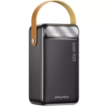 AWEI PA-82 batería externa 60000mAh 65W PD 2xUSB-A/USB-C negra
