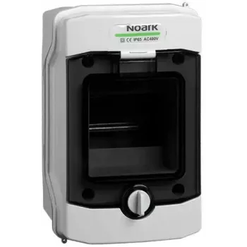 NOARK PHS 4T Caja de distribución de superficie IP65, 1x4 módulos, Gris con puerta transparente