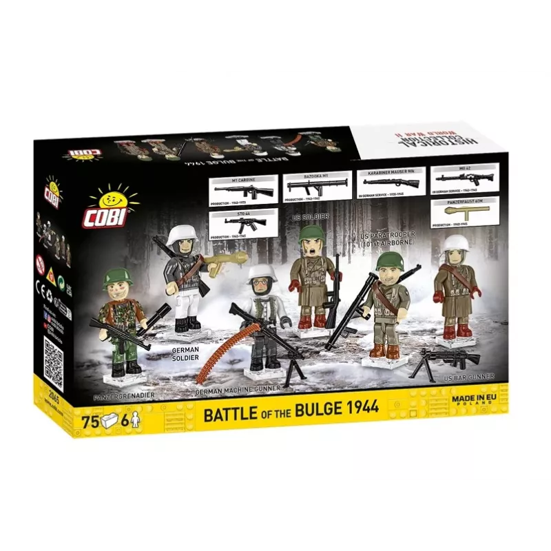 COBI Small Army Battle of the Bulge 1944 set de bloques de construcción, 75 piezas, 1 figura de soldado estadounidense