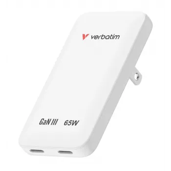 Verbatim Slim GaN Charger 2 puertos 65W (EU/UK/US) Blanco