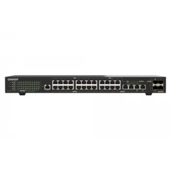 QNAP QSW-M2130P-2C2S26T switch gestionado Layer 2 para rack de 26 puertos 2.5GbE PoE++ con 2x 10GbE SFP+ y 2x puertos combo 10GbE, presupuesto PoE de 370W