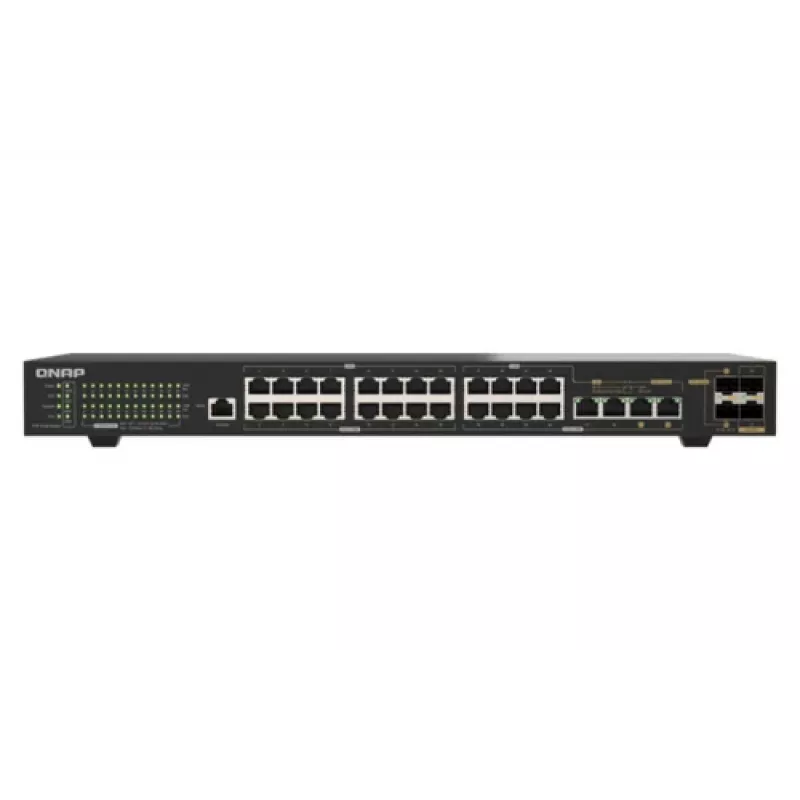 QNAP QSW-M2130P-2C2S26T switch gestionado Layer 2 para rack de 26 puertos 2.5GbE PoE++ con 2x 10GbE SFP+ y 2x puertos combo 10GbE, presupuesto PoE de 370W