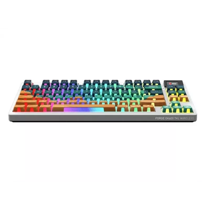 MSI Forge GK600 TKL teclado gaming mecánico inalámbrico - Mars US ANSI, Tri-Mode, Forge Switches hot-swappable, RGB por tecla, keycaps PBT