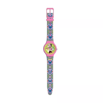 PULIO reloj analógico en lata - Disney Minnie Mouse, correa de piel PU rosa, movimiento de cuarzo, caja de metal de 30mm, resistente a salpicaduras, niñas a partir de 6 años