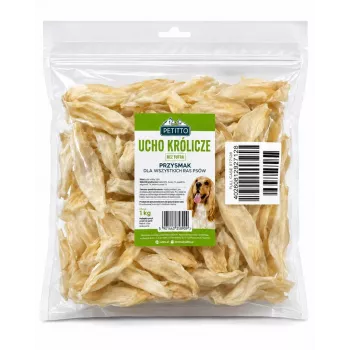 PETITTO oreja de conejo snack masticable para perros - sin pelo, 1 kg