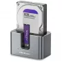 Qoltec 2en1 base de acoplamiento HDD SSD SATA M.2 NVMe con función de clonación, USB-C 3.2 Gen 2, 10Gbps, hasta 28TB, Aluminio