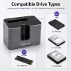 Qoltec 2en1 base de acoplamiento HDD SSD SATA M.2 NVMe con función de clonación, USB-C 3.2 Gen 2, 10Gbps, hasta 28TB, Aluminio