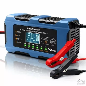 Qoltec 52668 cargador de baterías inteligente 12V 10A con función de reparación para AGM GEL LiFePO4