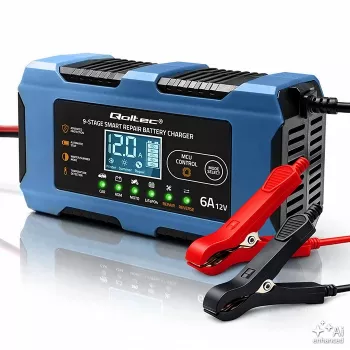 Qoltec 52669 cargador de baterías inteligente 12V 6A con función de reparación para AGM GEL LiFePO4