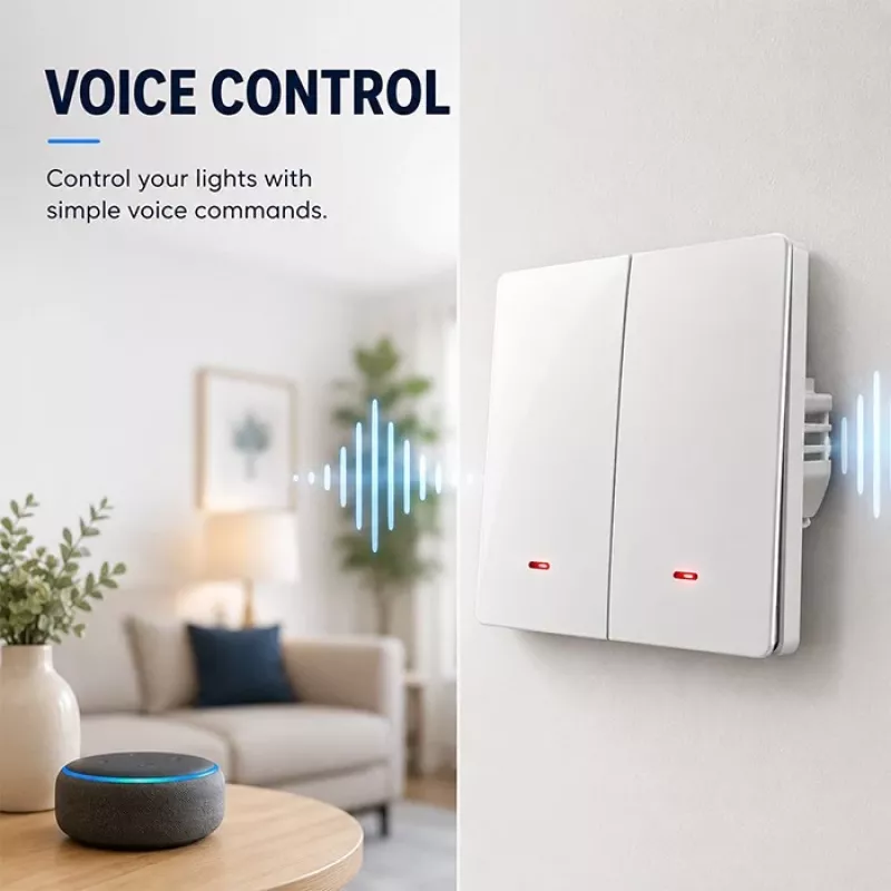 QOLTEC interruptor de luz inteligente WiFi 2 canales temporizador Tuya Blanco