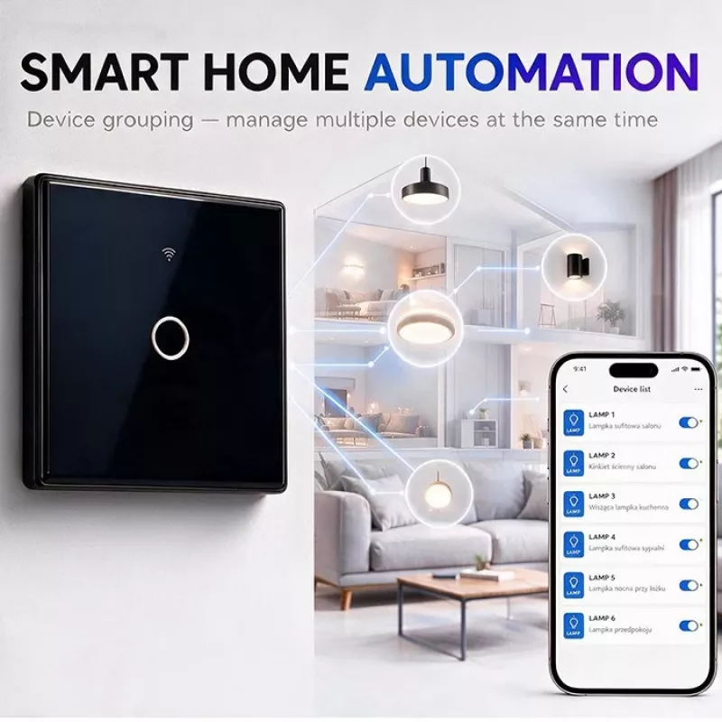 Qoltec interruptor de luz táctil inteligente 1 canal Wi-Fi temporizador Tuya Blanco