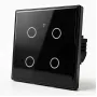 Qoltec interruptor de luz táctil inteligente 4 canales Wi-Fi temporizador Tuya | Cristal templado | Blanco