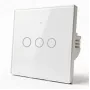 Qoltec interruptor de luz táctil inteligente 3 canales Wi-Fi temporizador Tuya Blanco