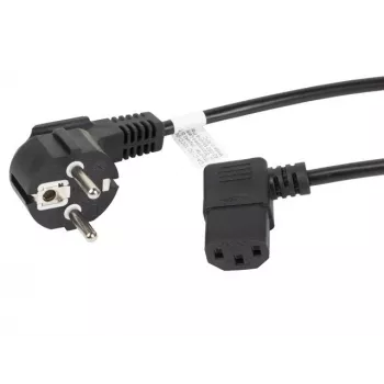 LANBERG CA-C13C-12CC-0030-BK Cable de alimentación de 3 m Schuko en ángulo a IEC C13, H05VV-F 3G1.0, VDE, negro