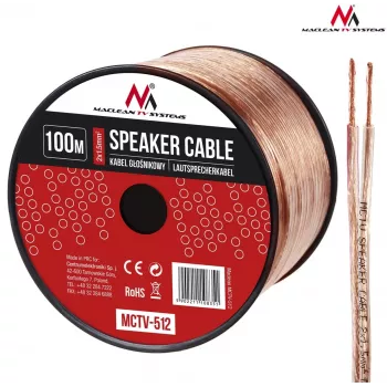 MACLEAN MCTV-512 Cable de altavoz 100m 2x1,5mm² transparente OFC rollo