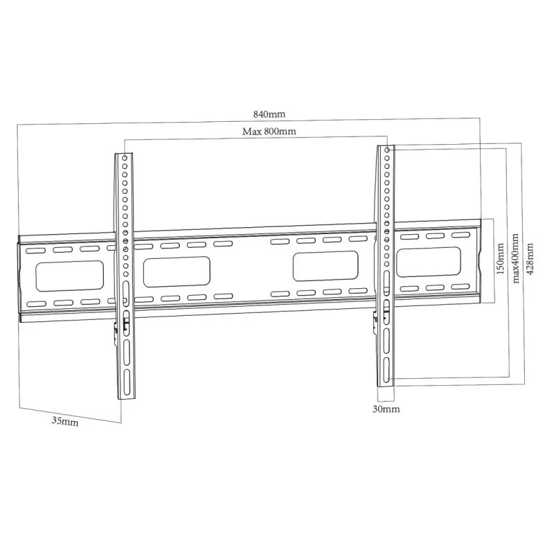 MACLEAN MC-420 Soporte de pared fijo para TV para pantallas de 43-120 inch, 120 kg, VESA hasta 900x600, negro