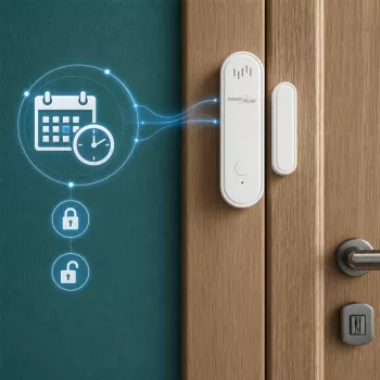 GREENBLUE GB478 Sensor inalámbrico WiFi para puertas/ventanas – Contacto magnético inteligente, app Tuya y Gosund, Alexa/Google, a pilas, blanco