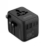 Adaptador de viaje Crong One World GaN 45W UK/EU/US/AU Negro