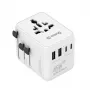 Adaptador de viaje Crong One World GaN 45W UK/EU/US/AU Blanco