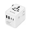 Adaptador de viaje Crong One World GaN 45W UK/EU/US/AU Blanco