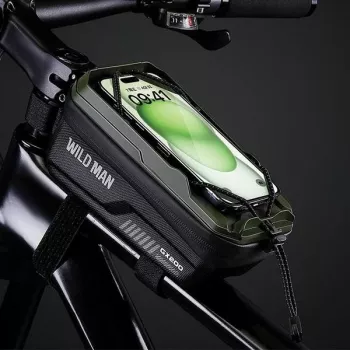 WILDMAN GX200 Bolsa de cuadro para bicicleta con soporte para móvil, Desert